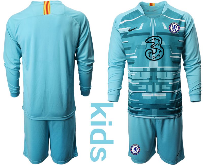 Youth 2020-2021 club Chelsea lake blue long sleeve goalkeeper Soccer Jerseys